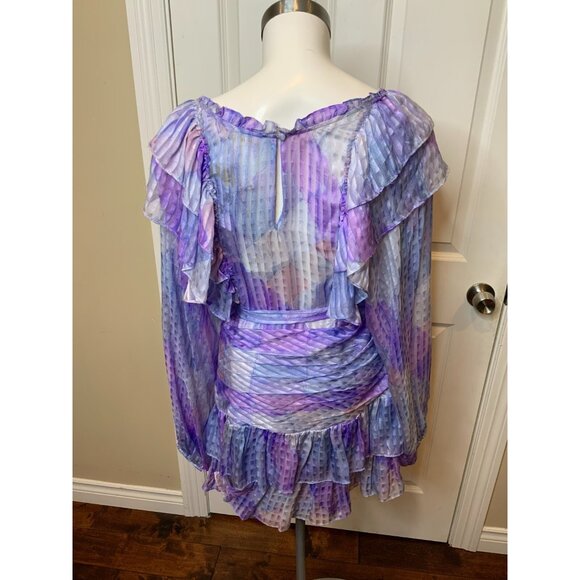 LoveShackFancy Purple Blue Watercolor Rain Drop Moxie Dress NWT $495, Size 8 - Picture 8 of 9